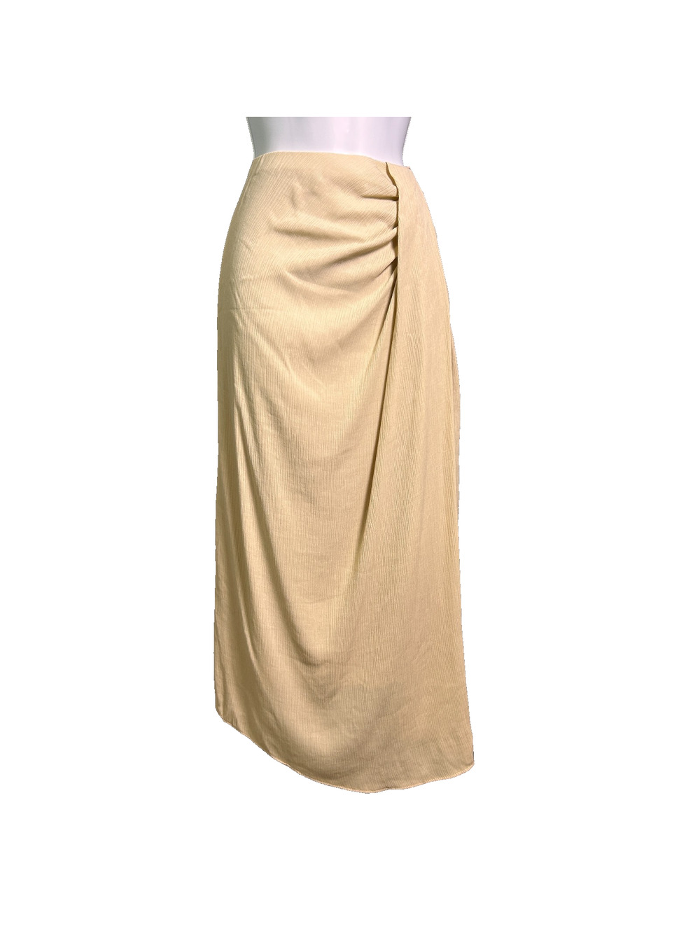 NWT Bailey 44 Nessa Midi Skirt Womens Medium Tan Draped Quiet Luxury Clean Girl